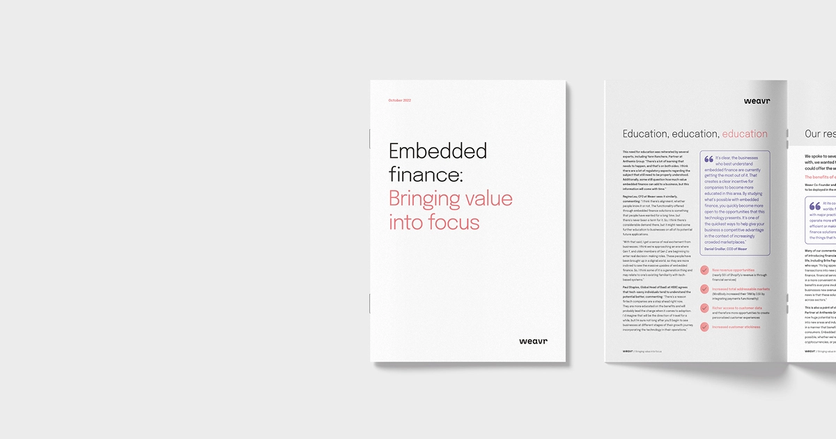 Embedded finance: bringing value into focus